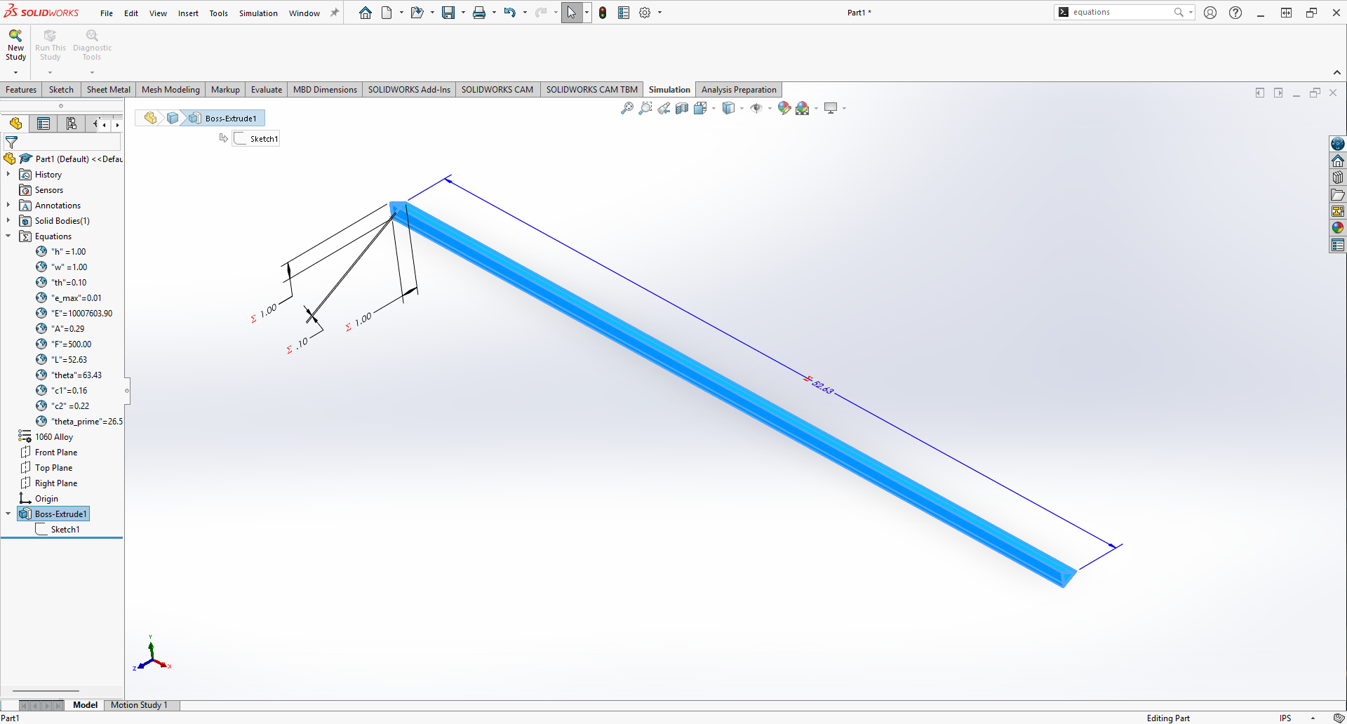 Beam Model with New Dimensions and Length